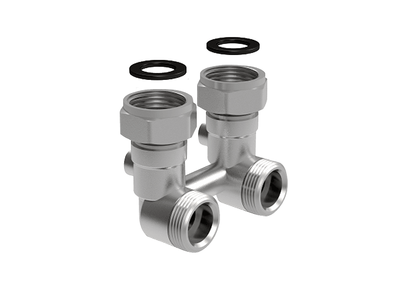 Двухтрубный узел нижнего подключения Royal Thermo угловой 3/4 НГ - 3/4 НР